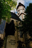 Johann Sebastian Bach statue infront of the Thomaskirche